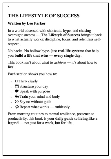 THE LIFESTYLE OF SUCCESS – Embrace the Present, Redefine Your Life