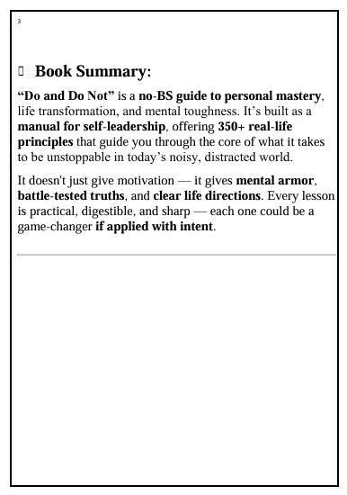 DO AND DO NOT – The No-Excuse Manual for Success